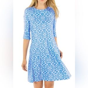GRETCHEN SCOTT Periwinkle and White Rio Gio Swing Dress